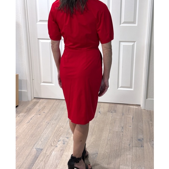 Diane Von Furstenberg Puff Sleeve Button-up Midi Dress - Red Size 2 - Picture 3 of 13